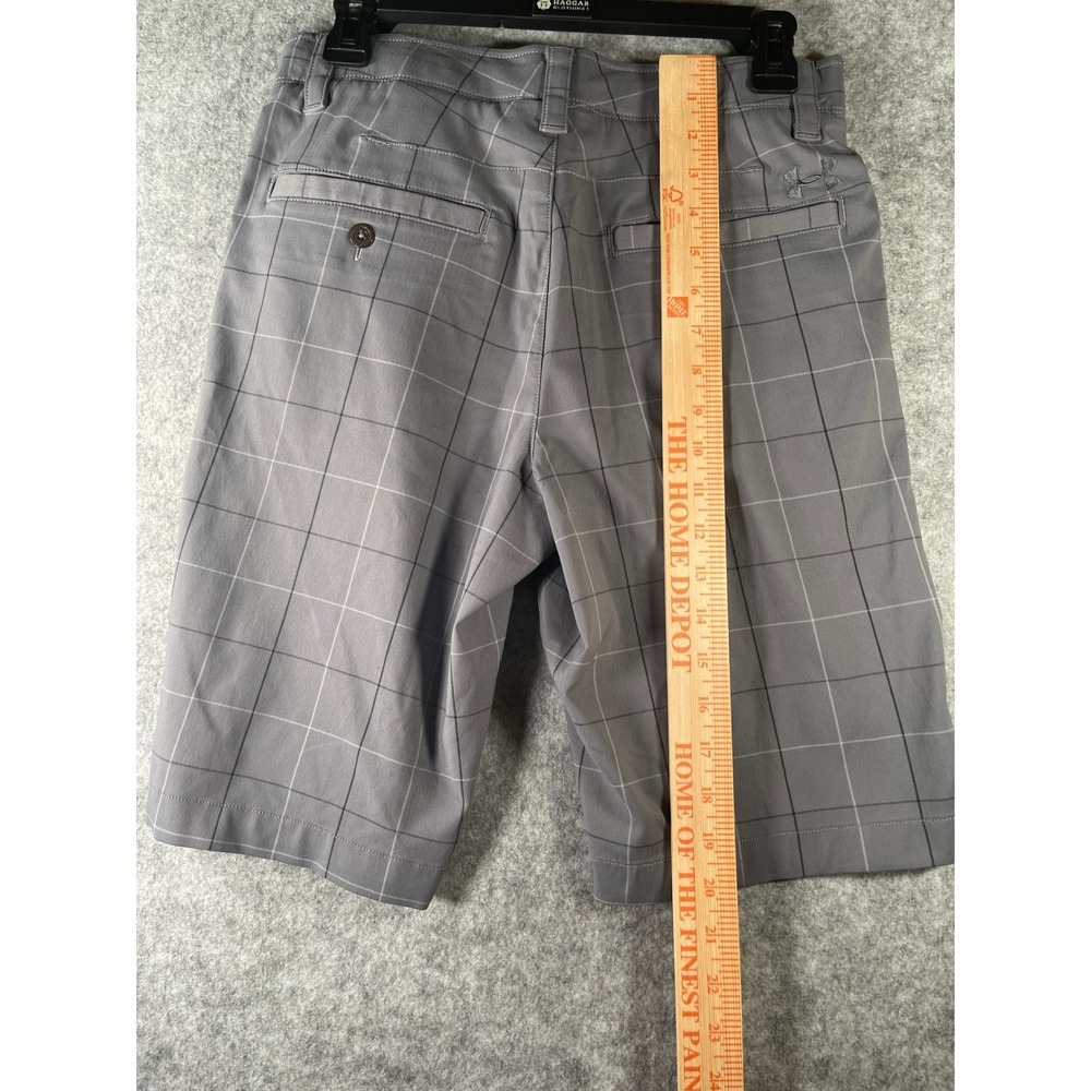 Under Armour Mens Grey Plaid‎ HeatGear Golf Shorts Size 30 Loose Fit Herringbone